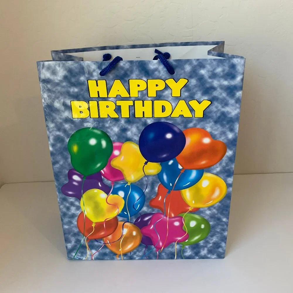 Gift Bags Set of 3 Happy Birthday Balloons Cake 3 PC Assorted Sizes